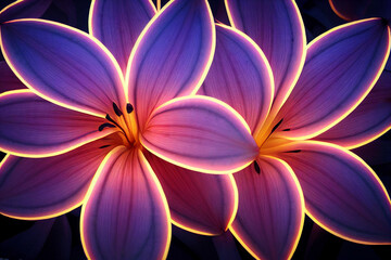 Obraz na płótnie Canvas Neon Lilies in 4k 