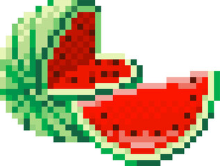 Watermelon Pixel Art 8 Bit Video Game Fruit Icon