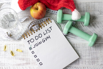 Notepad with the inscription - To do list - Join gym