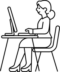 Outline drawing cartoon business people. Doodle characters illustration