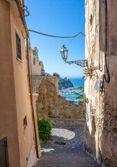 View of the ancient village of Agropoli, from Cilento Coast, Italy.
