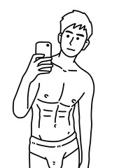 black and white of cute man cartoon for coloring