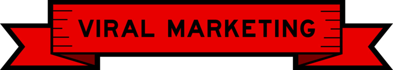 Ribbon label banner with word viral marketing in red color on white background