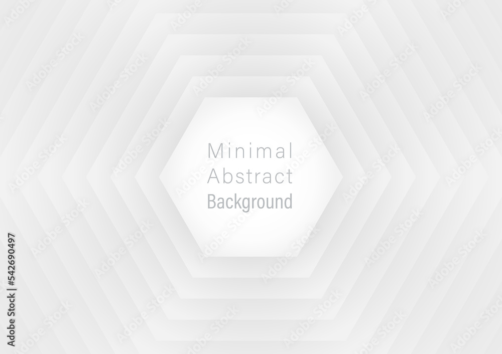 Poster abstract geometric background, grey and white gradient, multi layer hexagon shape, vector background