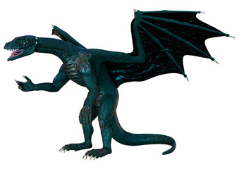 3D Rendering Fairy Tale Dragon on White