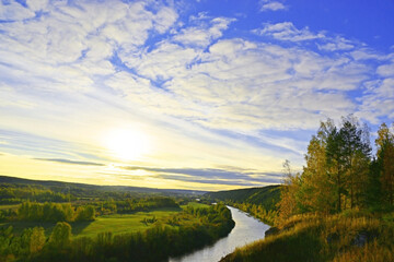 The Sylva River at the foot of the gypsum mountain Podkamennaya