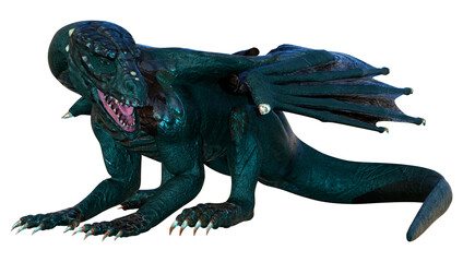 3D Rendering Fairy Tale Dragon on White