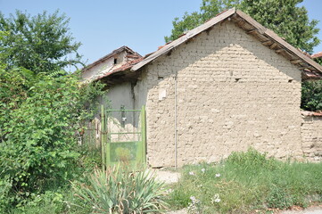 Fototapeta na wymiar old house made with adobe bricks