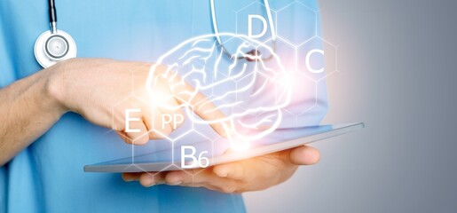 Digital image of Brain in docotor's hand