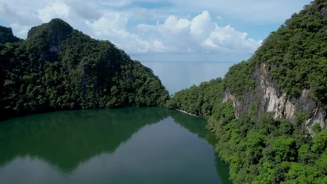 Scenic aerial view of Pulau Dayang Bunting Lake, Langkawi, Malaysia