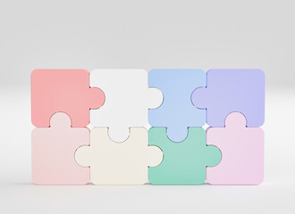 Jigsaw puzzle connecting, Symbol of teamwork, Problem-solving, Cooperation, Partnership, Strategy jigsaw business concept, 3d rendering.