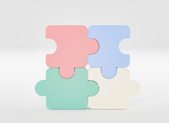 Jigsaw puzzle connecting, Symbol of teamwork, Problem-solving, Cooperation, Partnership, Strategy jigsaw business concept, 3d rendering.