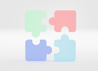 Jigsaw puzzle connecting, Symbol of teamwork, Problem-solving, Cooperation, Partnership, Strategy jigsaw business concept, 3d rendering.
