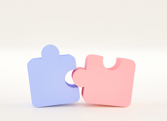 Jigsaw puzzle connecting, Symbol of teamwork, Problem-solving, Cooperation, Partnership, Strategy jigsaw business concept, 3d rendering.