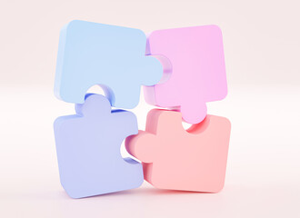 Jigsaw puzzle connecting, Symbol of teamwork, Problem-solving, Cooperation, Partnership, Strategy jigsaw business concept, 3d rendering.