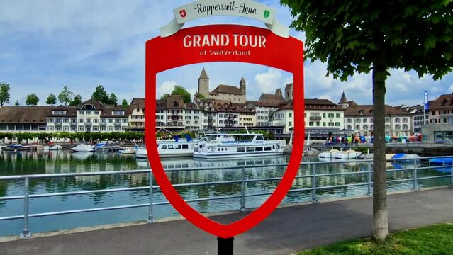 Rapperswil-Jona medieval old town and castle on Zurich lake, Switzerland, is a popular tourist destination from Zurich
