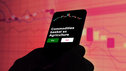 An investor's analyzing the Commodities basket ex Agriculture etf fund on screen. A phone shows the...