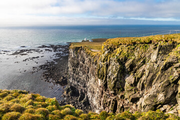 Latrabjarg is popular scenic destination in Westfjords Iceland with natual cliffs, home to million of birds including puffins