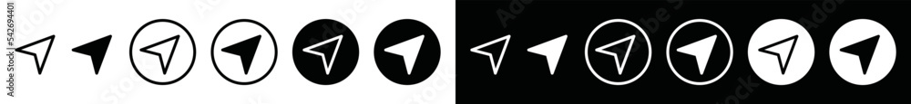 Poster location button icon vector. place location icon. arrow pin map sign silhouette app or website. gps 