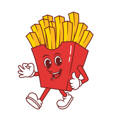 French fries mascot cartoon. French fries illustration logo. Food mascot character