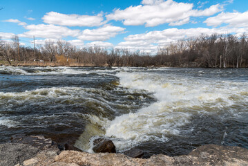 Fox River Rapids After Spring Rain At Kaukauna, Wisconsin