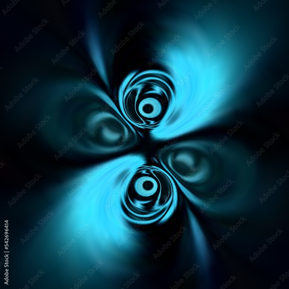 Poster kaleidoscopic cyclone pattern and design in a range of turquoise and light bright blue