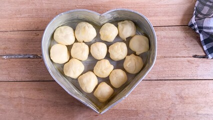 heart shaped dough.