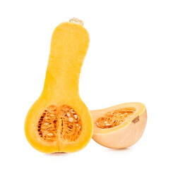 fresh butternut squash isolated on white background