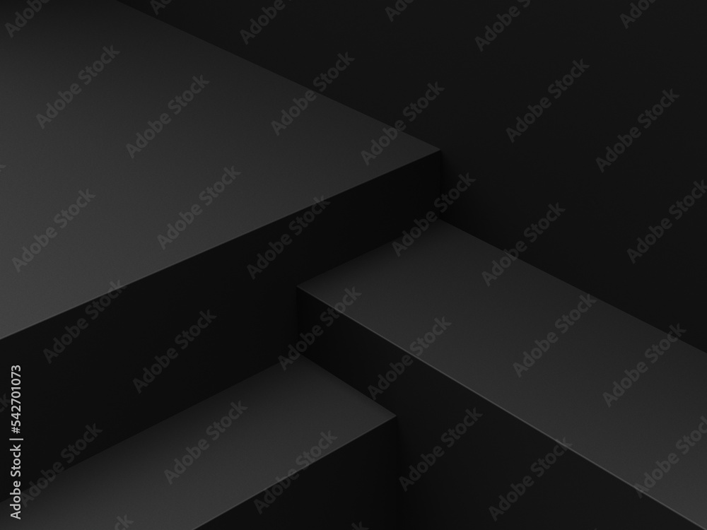 Poster empty minimal black platform podium or pedestal for product presentation. empty stand showcase. blan