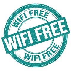 WIFI FREE text written on blue round stamp sign