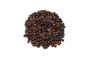 Raw coffee beans, close-up, top, before drinking