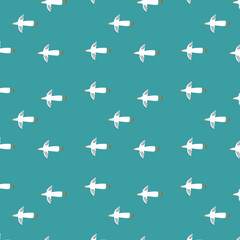 Flying white seagulls on blue background