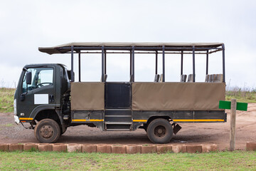 Safari Truck Vehicle Parked For Tourism Wildlife Animal Viewing Exploration Open Seats .