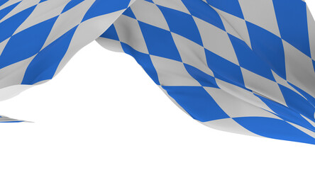Flag of Bavaria, Germany. 3D rendering illustration of waving sign symbol.