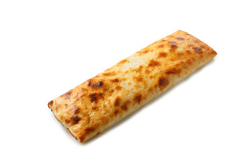 Food photography of pie with chicken, red onion and cheese