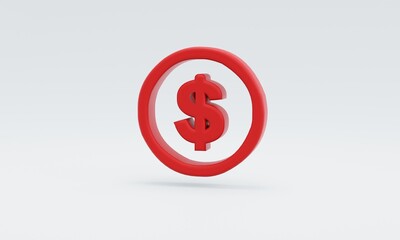 Minimal red shopping sale concept symbol on white background. 3D illustration for shopping online.