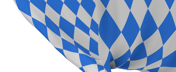 Oktoberfest background frame with bavarian white blue fabric, isolated on white. October festival