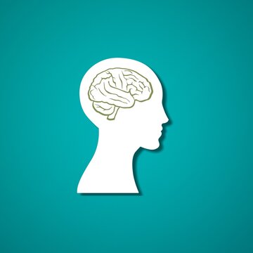 A brain image in human head, mental health concept