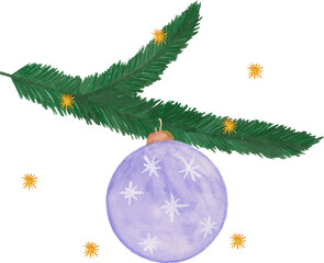 christmas tree branch with balls