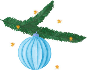 christmas tree branch with balls