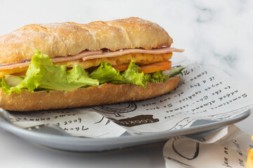 sandwich with ham and cheese