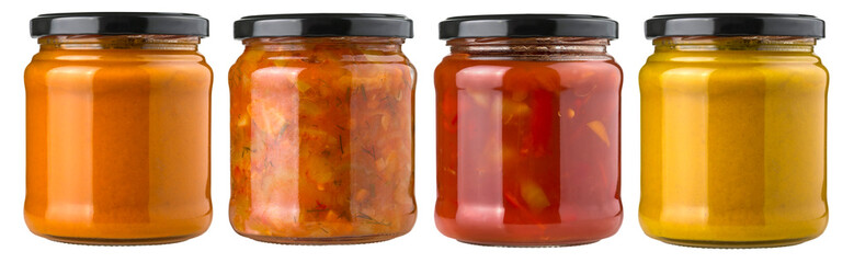 barbecue sauces in glass jars