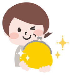 財布とシニア女性のイラスト