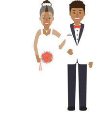 Groom and bride holding hands on wedding ceremony.