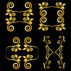 Decorative frame Elegant vector element for design in Eastern style, place for text. Beautiful floral golden border. Lace illustration for invitations, greeting cards and T Shirt design.