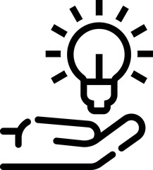 Idea line icon. Light bulb in hand. 