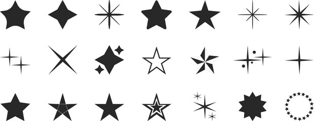 Stars collection. Black set of Stars. PNG