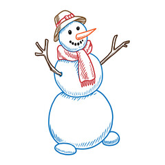 Snowman vector illustration on white background