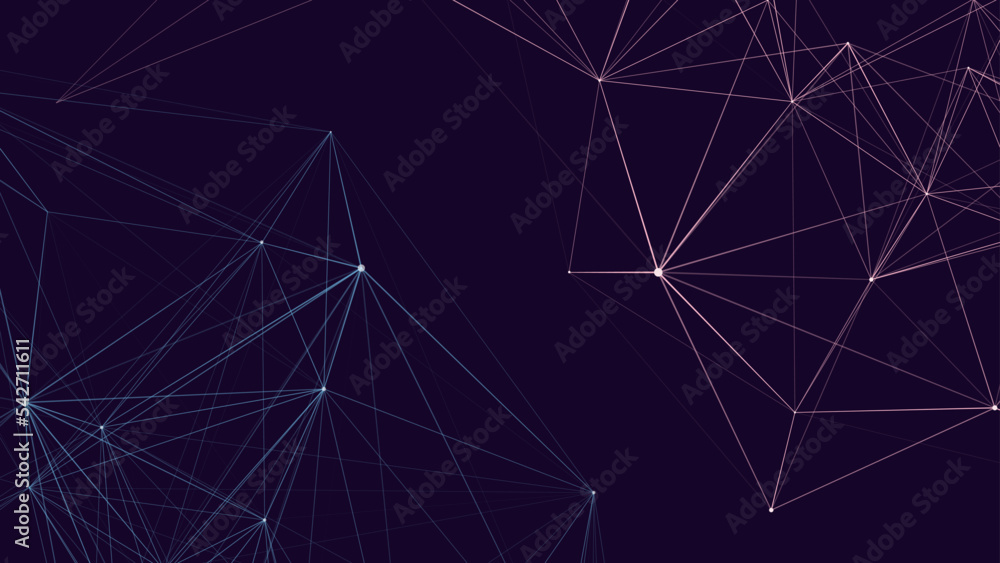 Poster network connection structure. abstract blue background with moving dots and lines. futuristic illust