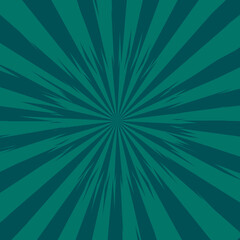 Pop art radial colorful comics book magazine cover. Striped GREEN and orange digital background. Cartoon funny retro pattern strip mock up. Vector halftone illustration. Sunburst, starburst shape